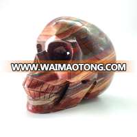 Wholesale natural hand carved crystal rainbow jasper stone skulls crystal craft skull for decoration