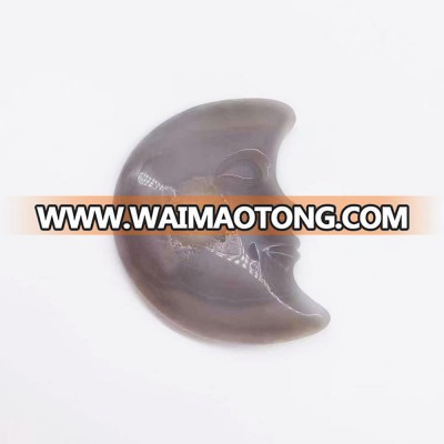 Hot sale high quality Natural Agate Geode Carved Moon For Home Decor