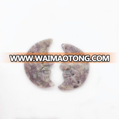 Hot sale high Quality Natural Crystals Hand carving purple mica moon for gifts