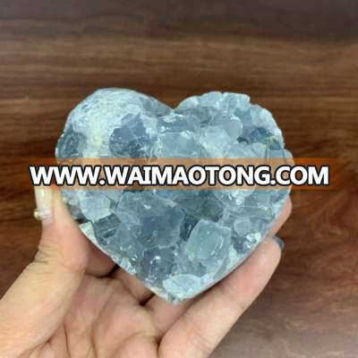 wholesale 100% natural blue celestite cluster geode heart mineral specimens healing raw crystal stone